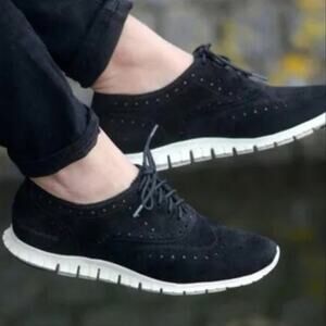 Cole Haan Women's Sneakers ZEROGRAND Oxfords Black Suede Athleisure  Size 5